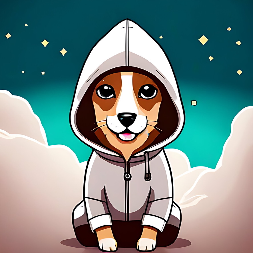A Cryptopup illustrated in an expressive cosmic style